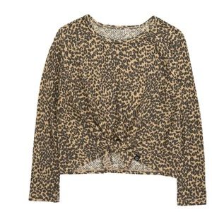 NWT Treasure and Bond Kids' Cozy Tie Front Top in Leopard